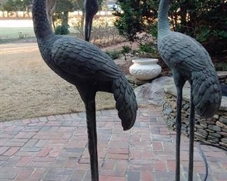 Bronze Heron Fountains Pair