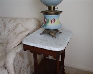 Marble top Lamp Table, GWTW lamp