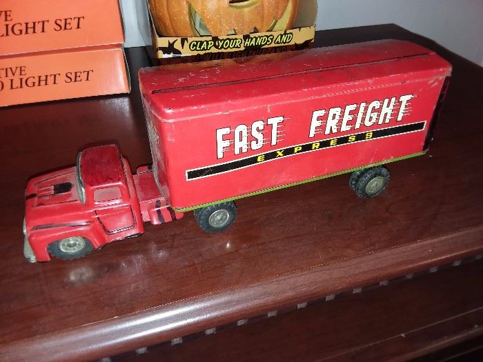 Vintage Fast Freight Tin Truck Toy