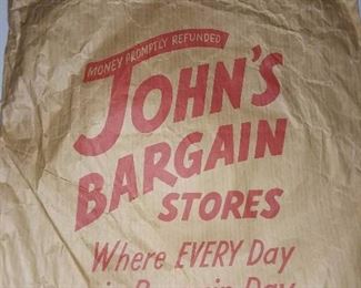 Vintage John's Bargain Store Paper Bag