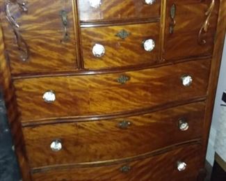 Antique Dresser W/ Crystal Knobs & Mirror