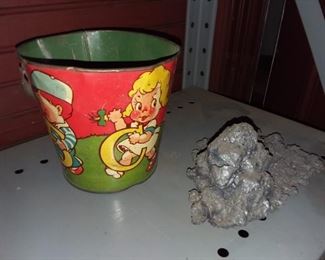 Vintage Tin Art Sand Pail
