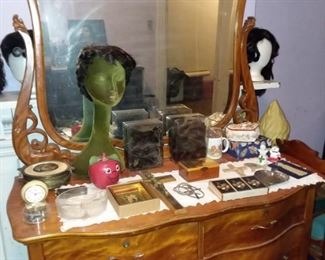 Antique Dresser & Assorted Contents