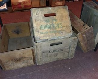 Assorted Antique Wooden Crates