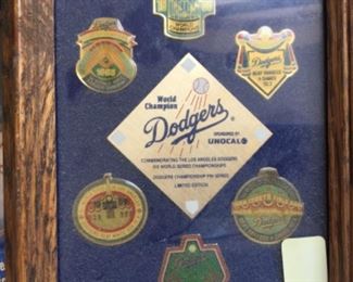 Dodgers pins on plack 