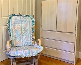 Bellini Baby Furniture with crib and changing table, armoire and glider rocker