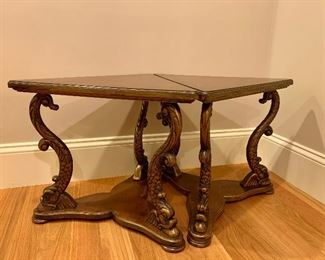 Triangle side tables featuring serpents - pair