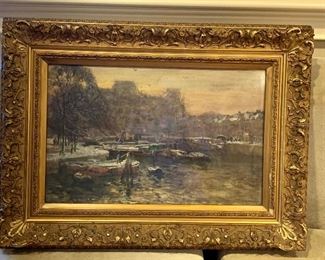 Johan Hendrik van Mastenbroek (Dutch, 1875-1945). Signed J.H. Mastenbroek, 1906. Dutch painter who became well known for his harbor views of Rotterdam and its immediate surroundings. 