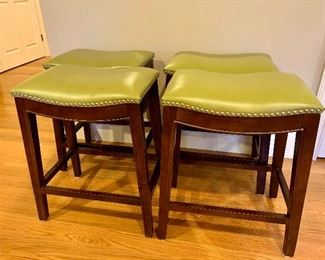 Set of 4 stools, nailhead trim