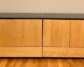 Contemporary entertainment cabinet, 2 piece, with equipment cabinets and drawers
