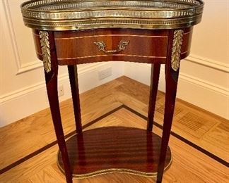 Small antique French style marble top kidney shaped side table