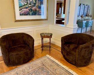 Brown suede Boston Interior Swivel Chairs