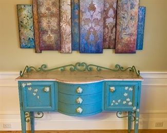 Bombay Company collage and gorgeous painted sideboard