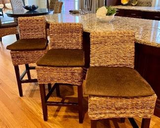 The Catalina (Boston Interiors) is uniquely constructed of hand woven abaca over a solid mahogany and mango wood frame with a lacquer finish. 