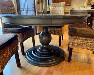 Dining Table by Boston Interiors - hardwood and acacia veneer paired with a polished bluestone top.