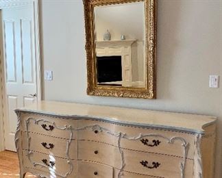 French Provincial matching bureau with secret hiding spot - Giltwood mirror