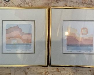 Jeanne Nash lithographs, pair