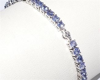  Silver Natural Tanzanite(3.9ct) (8.8Gm, 7.5") Bracelet