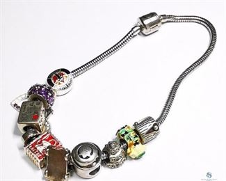 Silver Pandora Style  Bracelet