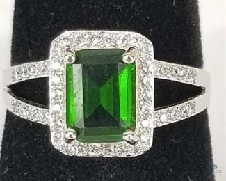 Created Emerald & Created Diamond Women's Ring Size 8