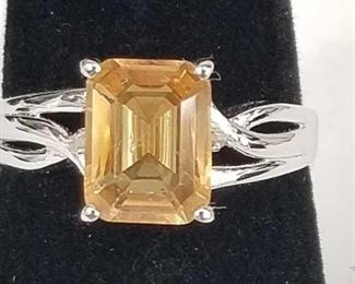 Dark Citrene & Diamond Cocktail Ring Size 7