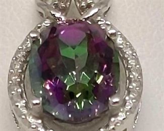Mystic Gemstone and Diamond Pendant