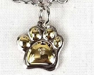 SS Child's Dog Paw Diamond Charm Bracelet