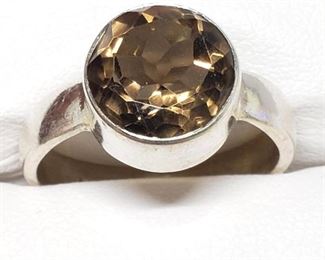  Silver Smokey Quartz (5.1Gm) Ring