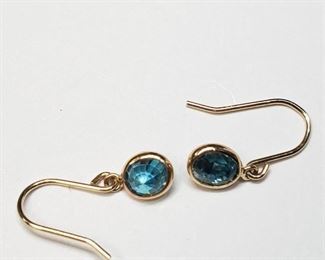 10K  Blue Zircon(2.2ct) Earrings