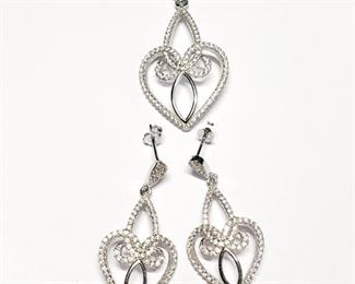 Silver CZ (7.45Gm) Set Of Pendant And Earrings