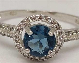 London Blue Topaz & Created Diamond Women's Ring Size 7