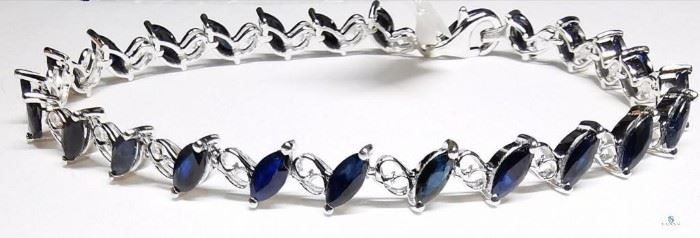  Silver Natural Sapphire Bracelet