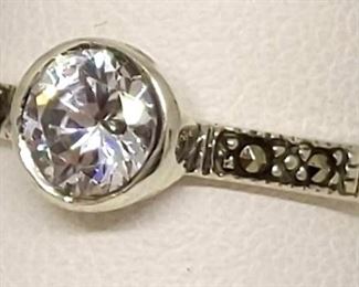 Marcasite and Cubic Zirconia Ring, Size 7.5