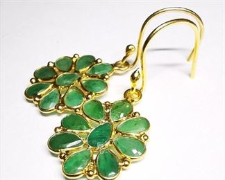  Silver Emerald Earrings