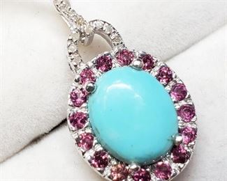Silver Turquoise Amethyst Necklace
