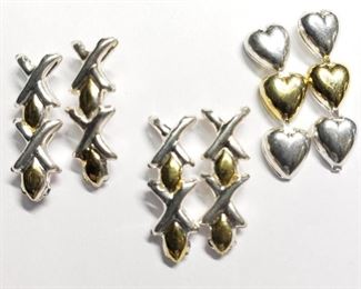  Silver Set; 3 Pairs Of Earrings