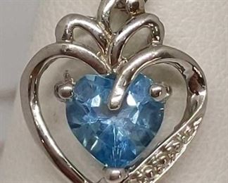  Silver Blue Topaz 18" Necklace