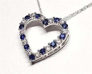 Silver Created Sapphire CZ Necklace