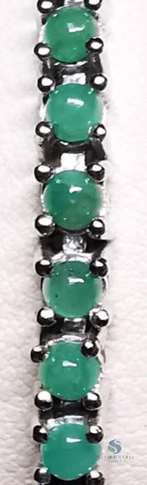 Silver Natural Emeralds(4.1ct) (9.95Gm, 7.5") Bracelet