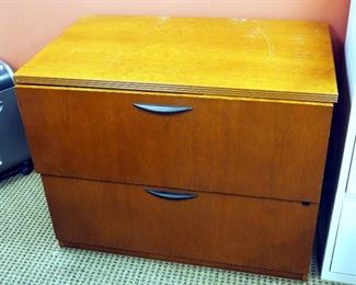 Solid Wood 3 Drawer Under Desk File Cabinet, No Key, 27.5" x 15.5" x 22" And Solid Wood 2 Drawer Horizontal File Cabinet, 28.5" x 36" x 22"