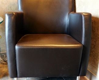 Leather Like Upholstered Reception Chairs, Qty 2, 34.5" x 26.5" x 25"