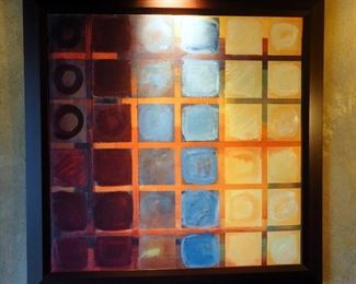 Wood Framed Abstract Art On Canvas, 41.5" x 41.5"