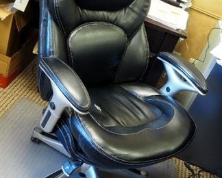 Serta Leather Like Upholstered Adjustable Office Chair, 42" High, Rolling Adjustable Office Chair, 41" High, And Upholstered Reception Chair, 33" High