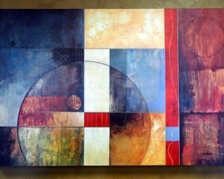 Abstract Art on Wood Frame by Gudeen, 36" x 24"