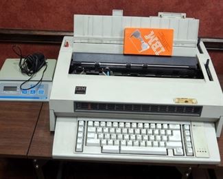 IBM WheelWriter 3 Typewriter With Easy Strike Tape, Powers On, And Salter Brecknell Mail Scale Model #7010SB Includes Drop Leaf Cart