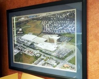 Framed Matted Under Glass Aerial Photo, 36.5" x 27"