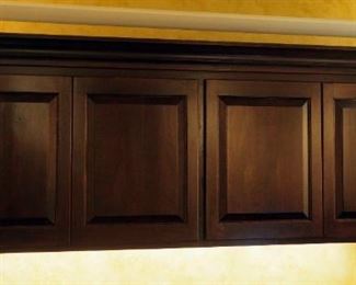 Solid Wood 4 Door Wall Mounted Cabinet With Cornice, 84.25" x 31.5" x 16", Includes Under Cabinet Lighting