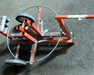 Metal 2 Wheel Gooseneck Spinning Wire Spool Cart, 19" x 37" x 20"