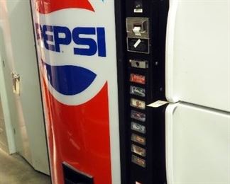 Pepsi Coin And Bill Operated Soda Machine, No Key, 72" x 36" x 29"