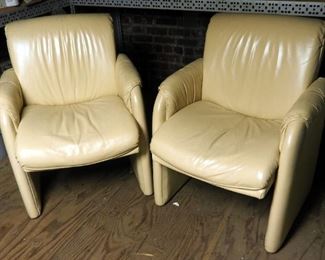 Leather Like Upholstered Reception Chairs, 35" x 28" x 27", Qty 2